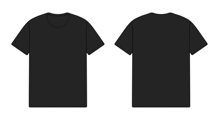 T-Shirt Vektor Vorlage Vorderseite und Rückseite -schwarz - obrazy, fototapety, plakaty