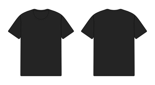 T-Shirt Vektor Vorlage Vorderseite und R&uuml;ckseite -schwarz