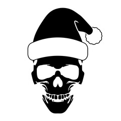 Simple illustration of skull of Santa Claus with Christmas hat icon