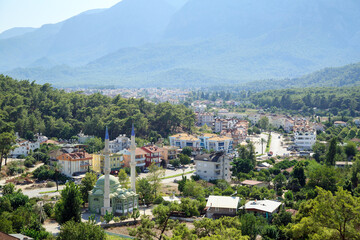 Fototapeta na wymiar Aerial view of Aslanbucak neighborhood in town of Kemer, Turkey.