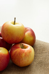 Close up of five red organic apples 