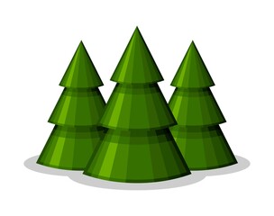 Christmas trees cone shape on white background. Xmas and New Year decorative ornaments. Design Greeting card, Christmas background, poster, banner. Vector illustartion