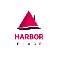 Fototapeta premium Vector color real estate logo with roof of the house and word harbor