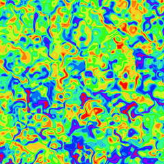 Fototapeta na wymiar Yellow blue swirls seamless pattern with colorful flowers