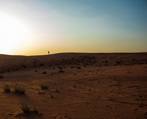 Fototapeta na wymiar Picture of a boy in the desert.