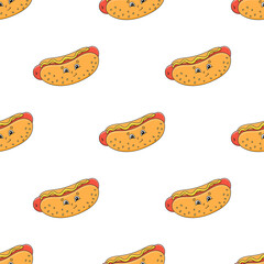 Color seamless pattern. Cartoon style. Bright design. For walpaper, poster, banner. Hand drawn. Vector illustration isolated on white background.