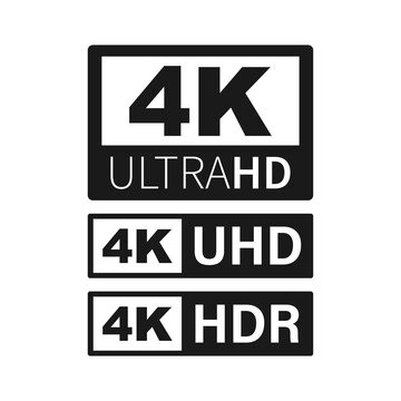 4K Ultra HD label. High technology. LED television display. Vector illustration.