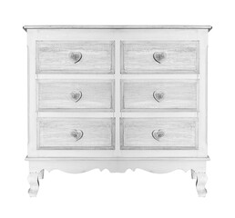 House furniture - Vintage white six drawers commode isolated