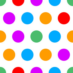 Polka dot seamless simple pattern with colore circles