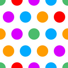 Polka dot seamless simple pattern with colore circles