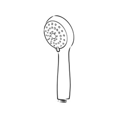 Hand-drawn sketch of shower head on a white background. Bathroom appliances. Bathroom equipment, shower head, vector sketch illustration
