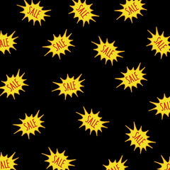 Sale yellow splash pattern with black background