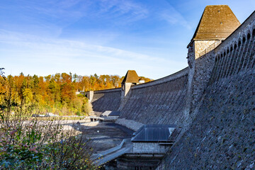 Moehnetalsparre, Biulding at water reservoir in Germany, Sauerland