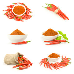 Group of long fed pepper on a white background cutout