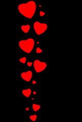 red hearts on black