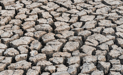 Detail close up of cracked soil showing dry conditions,dry cracked soil dirt during drought.