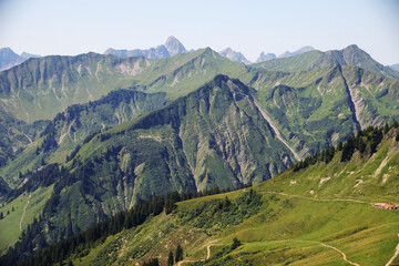 Fototapeta na wymiar Panorama of the Alps opening from Mittelberg, Austria