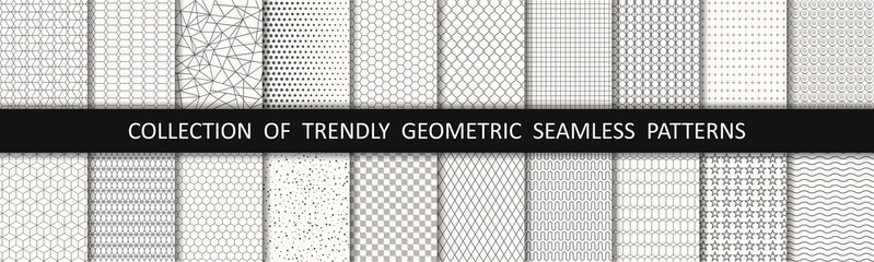 Set of geometric seamless patterns. Abstract geometric graphic design print pattern cubes. Patterns, backgrounds and wallpapers for design - stock vector - obrazy, fototapety, plakaty