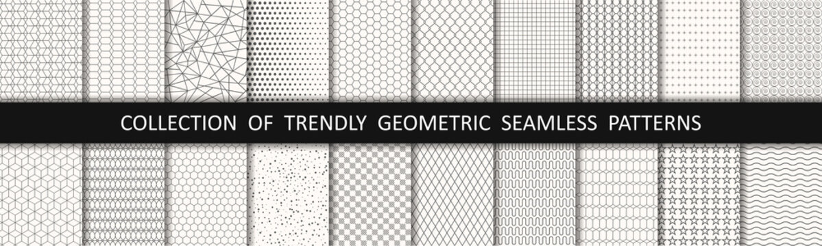 Set of geometric seamless patterns. Abstract geometric graphic design print pattern cubes. Patterns, backgrounds and wallpapers for design - stock vector