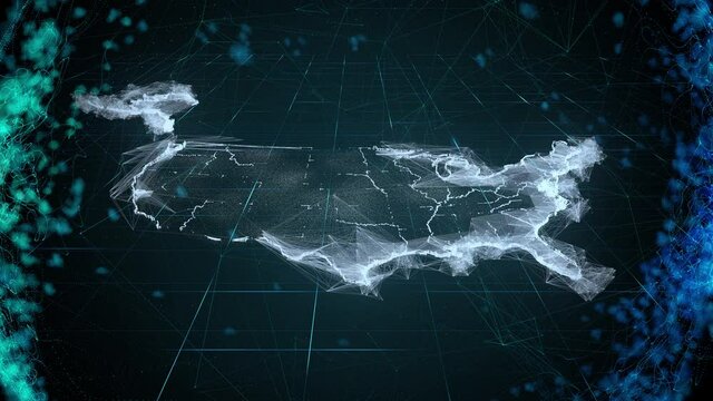 US map, animated TV news studio background, important updates, events. Some events happening in the US