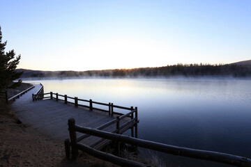 Fototapeta premium Hot spring pond in huanggangliang Park, Keshiketeng World Geopark, Inner Mongolia