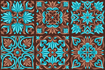 Italian ceramic tile pattern. Mediterranean porcelain pottery.