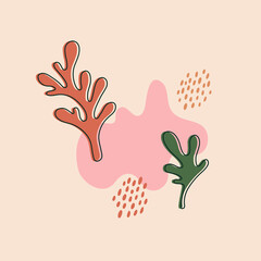 Obraz premium Vector layouts with hand-drawn tropical shapes and textures.