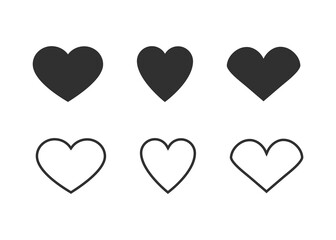 Heart icons isolated on white background. Vector illustration.