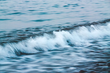 Waves details in the black sea. Long exposure.Batumi. Georgia