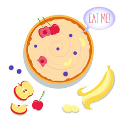 Healthy breakfast. Oatmeal with fresh fruits and berries.