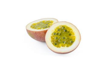 Passion fruit isolated on white background with clipping path