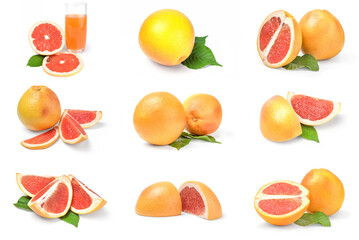 Collection of grapefruit on a isolated white background