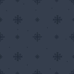 seamless pattern with snowflakes on a dark blue background - vector illustration, eps