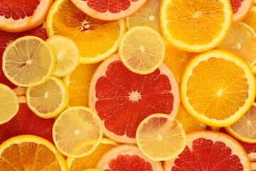 Fototapeta premium Background from citrus fruits. Bright fruit