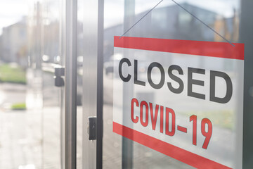 Fototapeta na wymiar Business office or store shop is closed, bankrupt business due to the effect of novel Coronavirus (COVID-19) pandemic