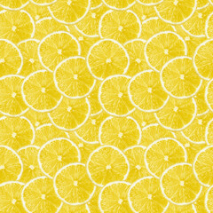 Seamless pattern, lemon fruit slices.