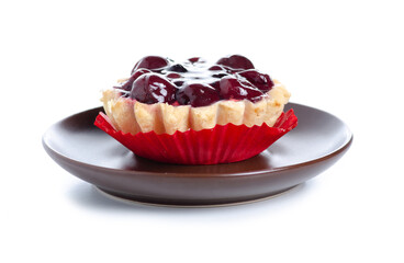 Cake tart with berries on white background isolation