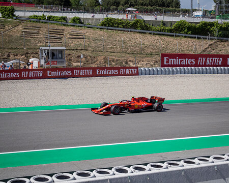 MONTMELLO, SPAIN-MAY 10, 2019: 2019 Ferrari SF90 Formula One Racing Car (Driver: Charles Leclerc)