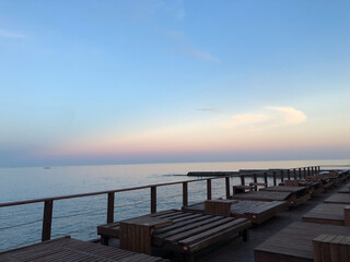 Fototapeta na wymiar wooden pier at sunset