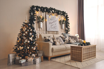New Year interior in a rustic style