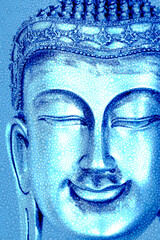 metallic Blue drops buddha face