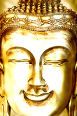 Old Style Buddha golden face close up for canvas