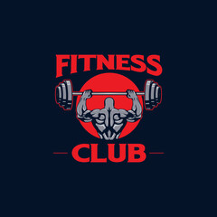 fitness logo of strong man holding dumbbell