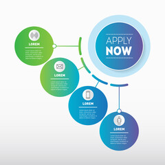 Brochure design template. Quarterly report. Business presentation concept with 4 options and button 