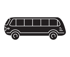 Black silhouette. Retro passenger bus  .Vector illustration flat style. Public transport.Vehicle side view.