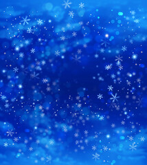 Christmas fantasy, winter background with snowflakes and stars