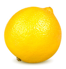 Isolated lemon. One whole lemon citrus fruit isolated on white background with clipping path