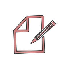 Edit vector icon. Document pencil edit on white isolated background.