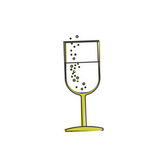 Champagne glass vector icon cartoon style on white isolated background.