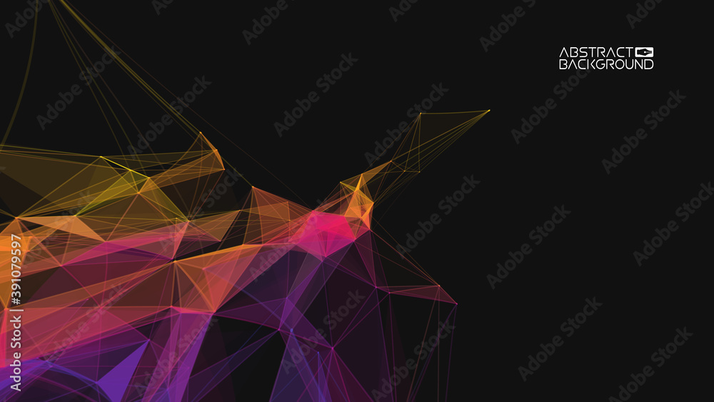 Poster network technology background. colorful triangle structure eps 10. big data abstract. business data 